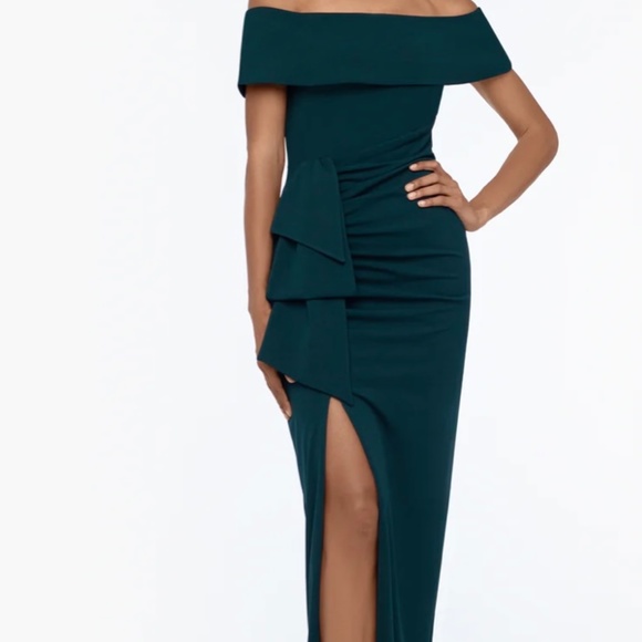 PLUS "CAMILA" LONG OFF THE SHOULDER SLIT GOWN - Picture 2 of 3